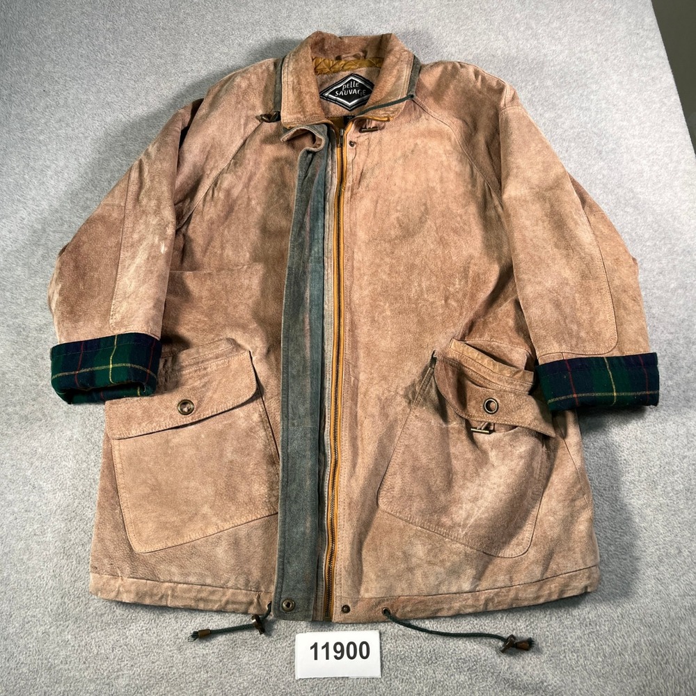Pelle Sauvage Suede Leather Jacket Womens 2X Brown Quilted Lined Full Zip Winter